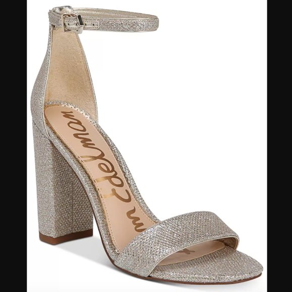 SAM EDELMAN 🪩 sparkly silver ‘Yaro’ block hells 8 - Picture 1 of 9